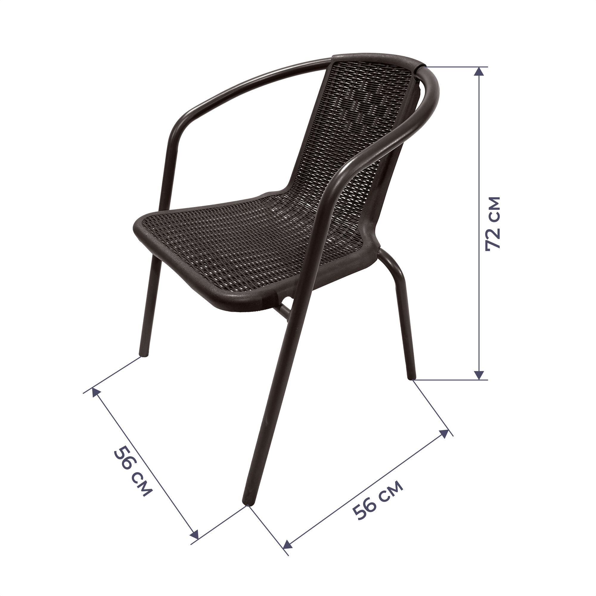 Комплект мебели уличный Homsly, стол круглый 80 см, 2 кресла, стальной каркас, фиксатор для зонта, закаленное стекло, пластик, LFST 280 - фотография № 3