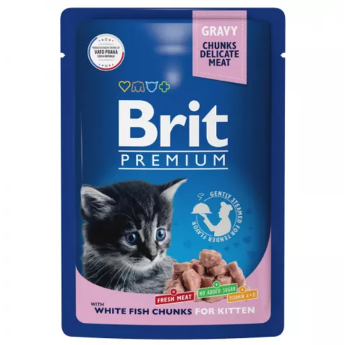 Brit Premium Корм консервированный для котят белая рыба в соусе, 85гр, 6 штук