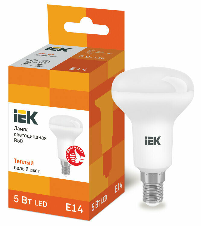 Лампа светодиод. (LED) с отраж. R50 Е14 5Вт 450лм 3000К 230В матов. IEK