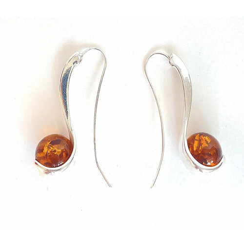 Серьги Балтийский Ювелир Серьги с натуральным янтарем, янтарь, размер/диаметр 5 мм., бордовый