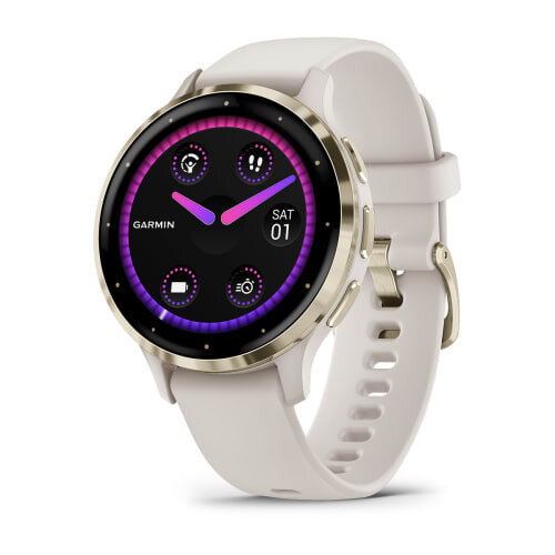 Часы Garmin Venu 3s цвета слоновой кости с золотистым безелем 010-02785-04