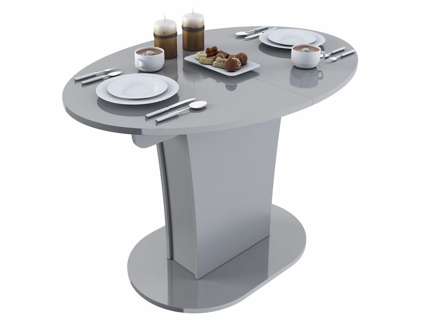 фото Стол раскладной TURIN-5 (Овальный) Серый Глянец Серый Глянец