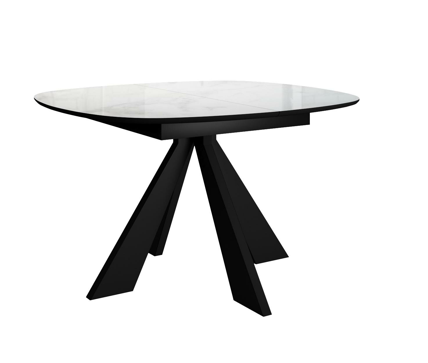 фото Стол DikLine SFK110 стекло белое мрамор глянец/подстолье черное/опоры черные (2 уп.)