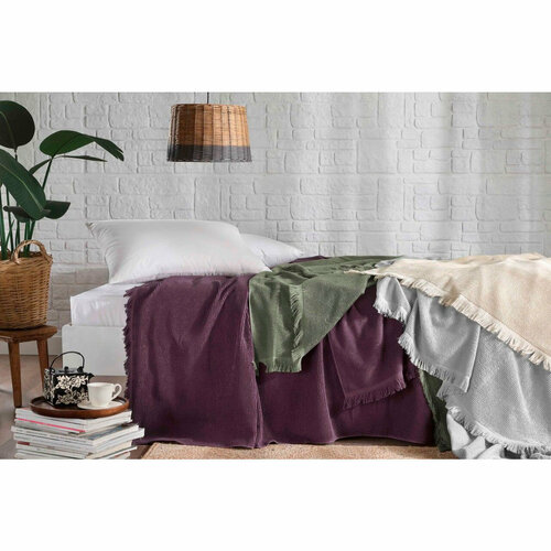 Хлопковое жаккардовое покрывало Natural slim фиолетовый Tivolyo (фиолетовый), 220x240