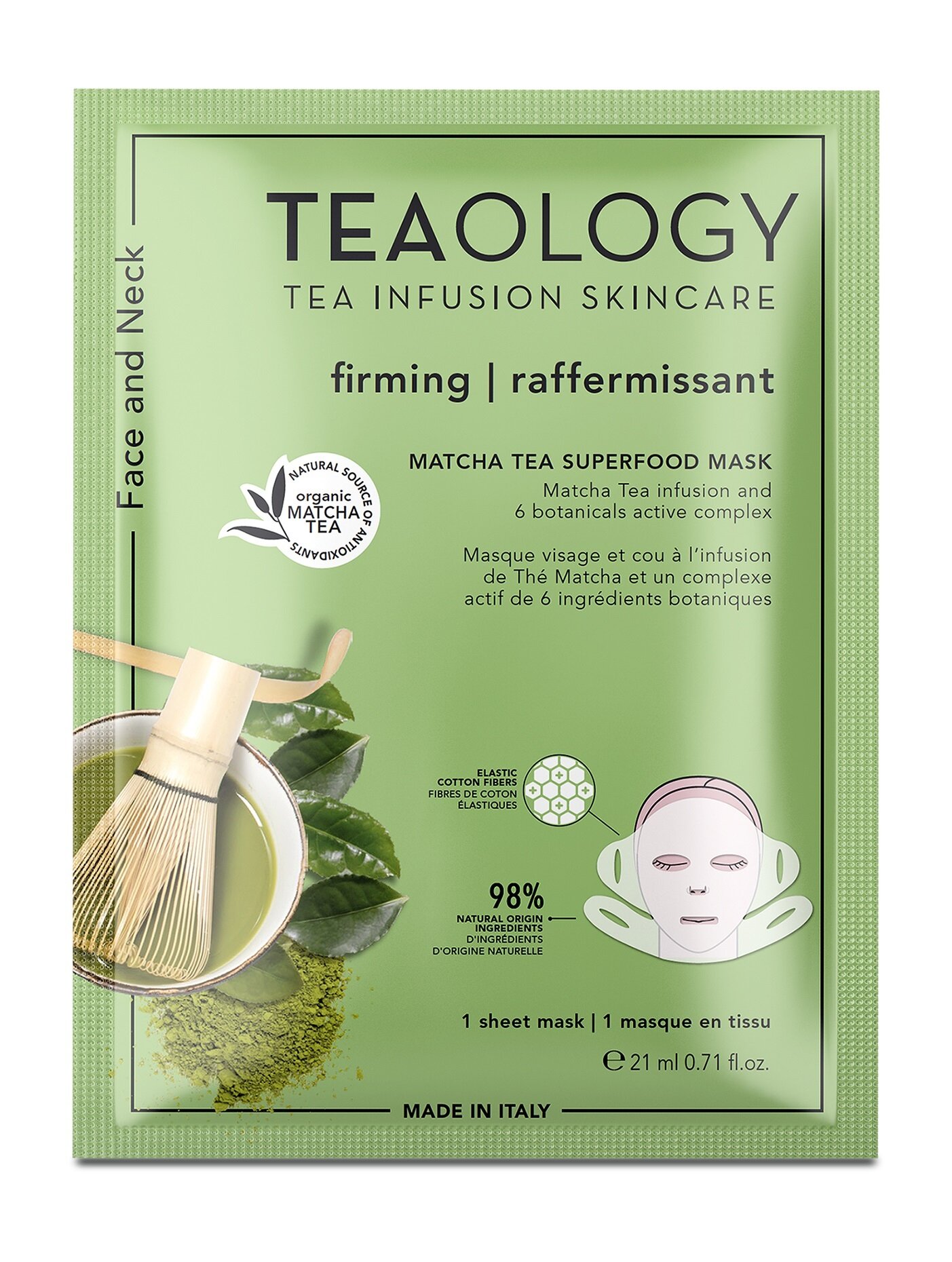 TEAOLOGY Matcha Tea Маска для лица и шеи укрепляющая, 21 мл