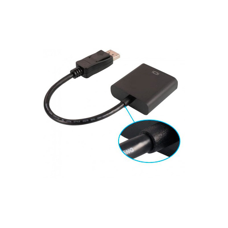 Видео адаптер DP-VGA M/F KS-454 DisplayPort - кабель 0.1м чёрный — фото 1