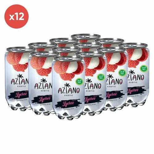 Газированный напиток Aziano со вкусом личи (Китай), 350 мл (12 шт)