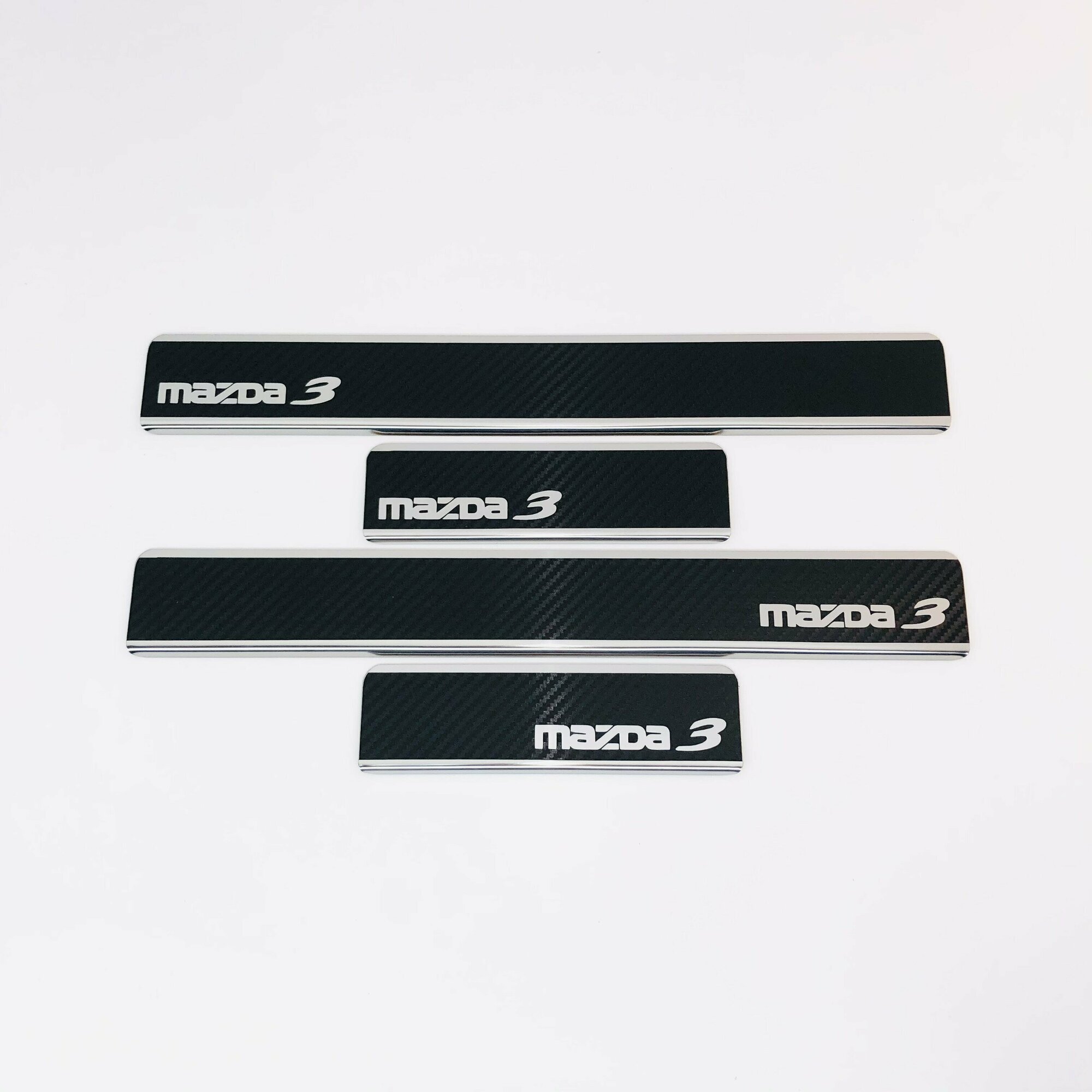 Накладки на пороги Mazda 3 2013- (нерж. сталь + карбон) компл. 4шт.