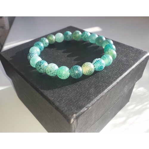 Браслет, агат, размер 18 см., диаметр 6.5 см., зеленый