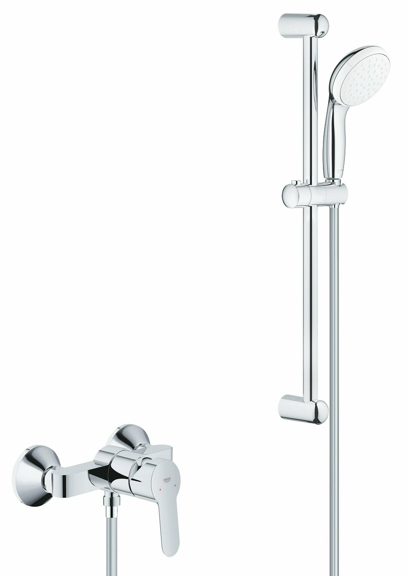 Душевой набор со смесителем Grohe BauEdge Tempesta 100, хром - фотография № 1