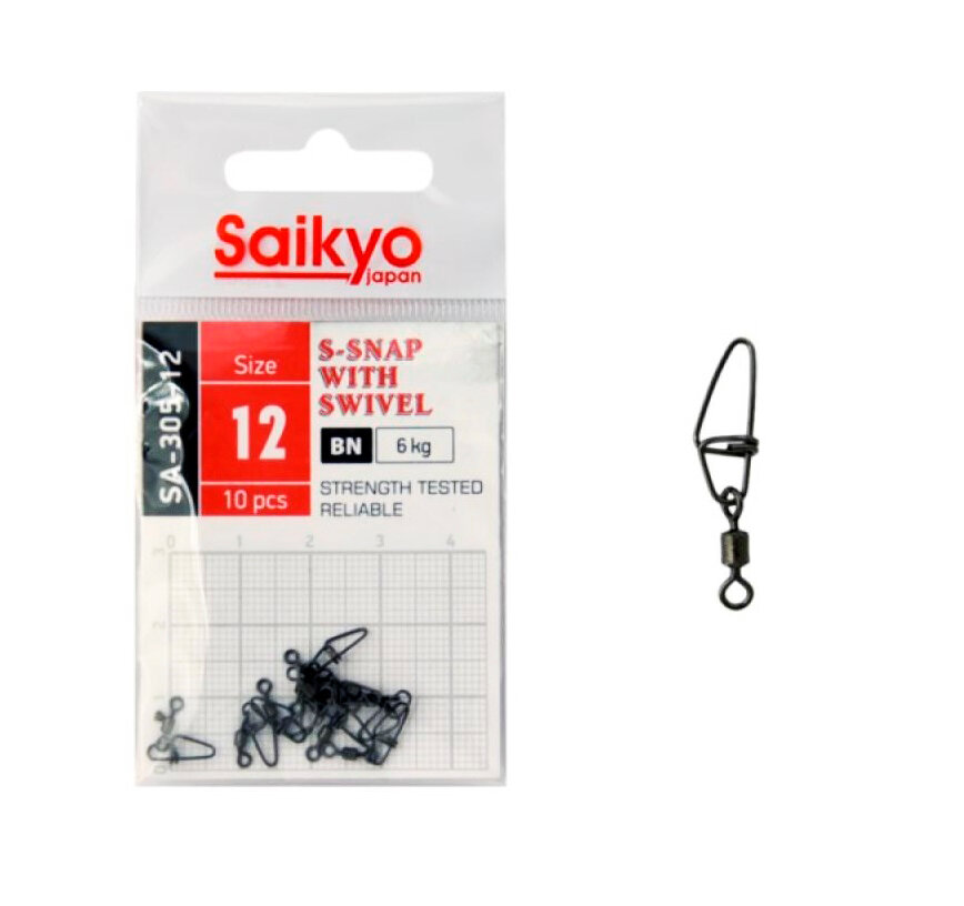 Вертлюг с застежкой Saikyo SA-305-12 ( 1 упаковка по 10 шт.)