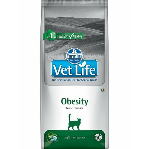 Сухой корм Farmina для кошек Farmina VET LIFE NATURAL DIET CAT OBESITY 2 KG Фармина корм для кошек диетический, для снижения излишнего веса