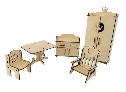 Деревянная мебель для кукольного домика 