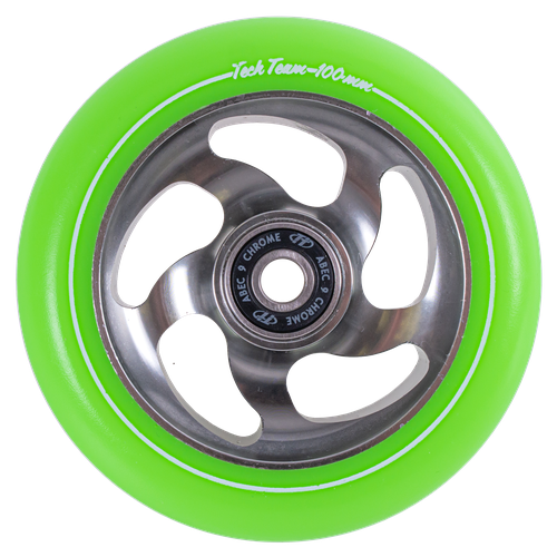 фото Колесо для трюкового самоката techteam x-treme 100*24мм curved, green