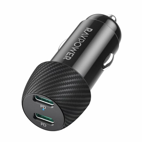 RAVPower АЗУ RAVPower Fast Car Charger BD Dual Port 50W PD/2USB-C черное RP-VC032 азу 2usb 2 4а fast charger белый dr5034w ru duracell