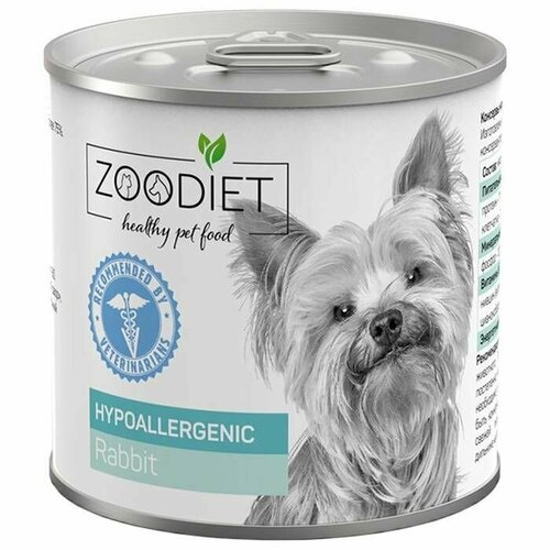 Корм консервированный для собак Четвероногий Гурман Zoodiet, 240 г, кролик, 1 шт корм консервированный для собак четвероногий гурман zoodiet 240 г говядина 1 шт