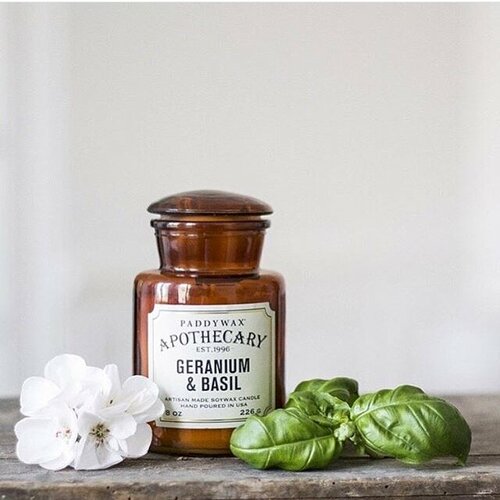 GERANIUM & BASIL Большая свеча в аптекарской баночке, PaddyWax