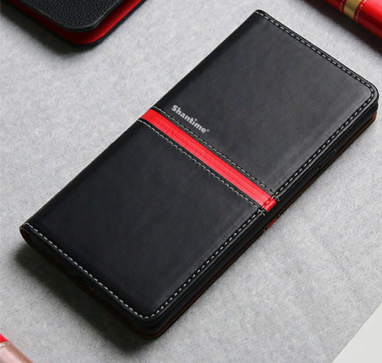 фото Чехол-книжка MyPads Una Fitto из водоотталкивающей эко-кожи на жёсткой металлической основе для ZTE Blade A452 черный с красной полосой