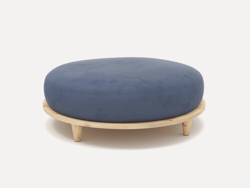 Изображение товара Круглый мягкий пуф Soft Element Сканди-4 на ножках, в прихожую, пуфик для ног, велюр, синий, стиль современный лофт