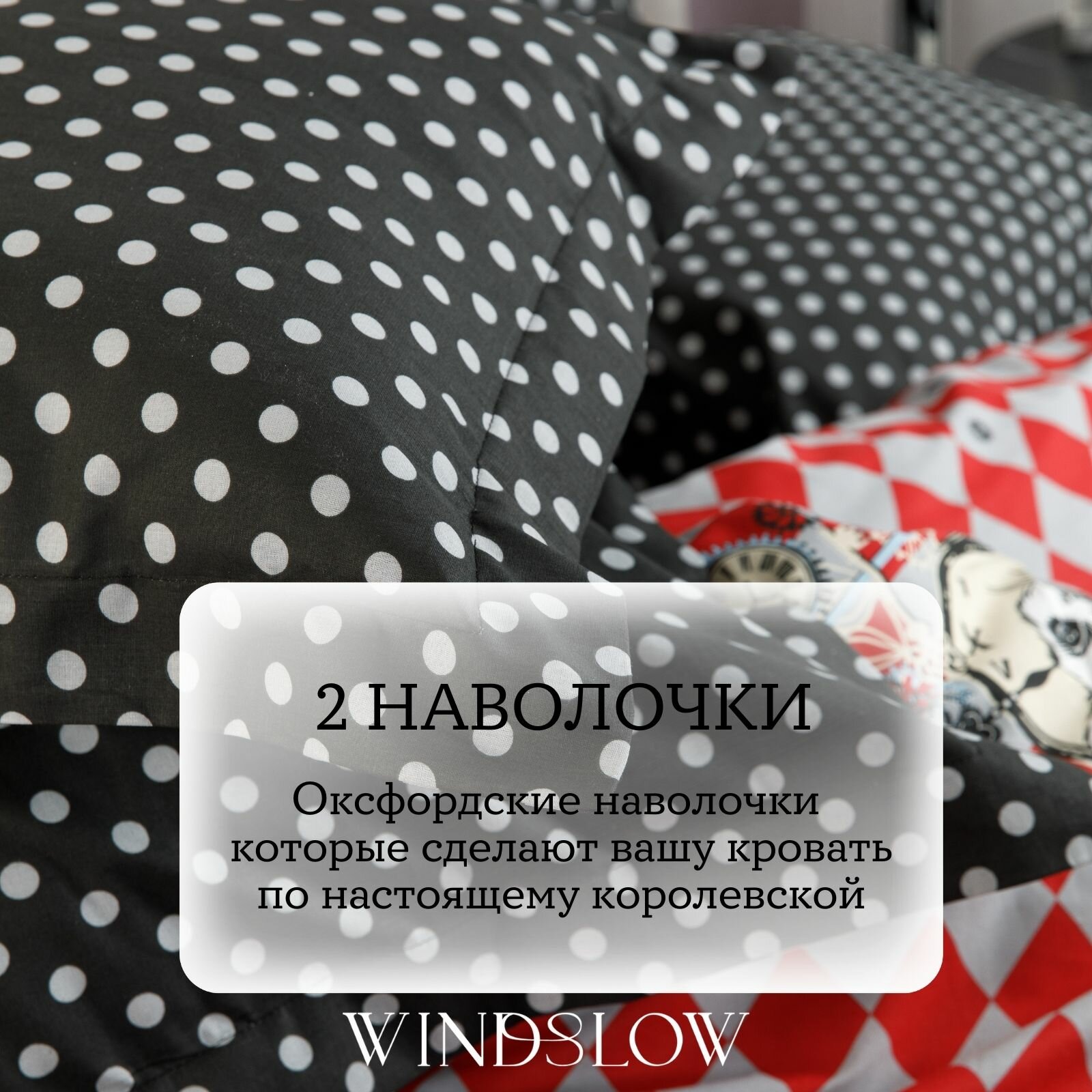 Постельное белье семейное, наволочки 50х70 WINDSLOW Страна чудес, пододеяльник на молнии, ткань перкаль 100% хлопок — фото 1