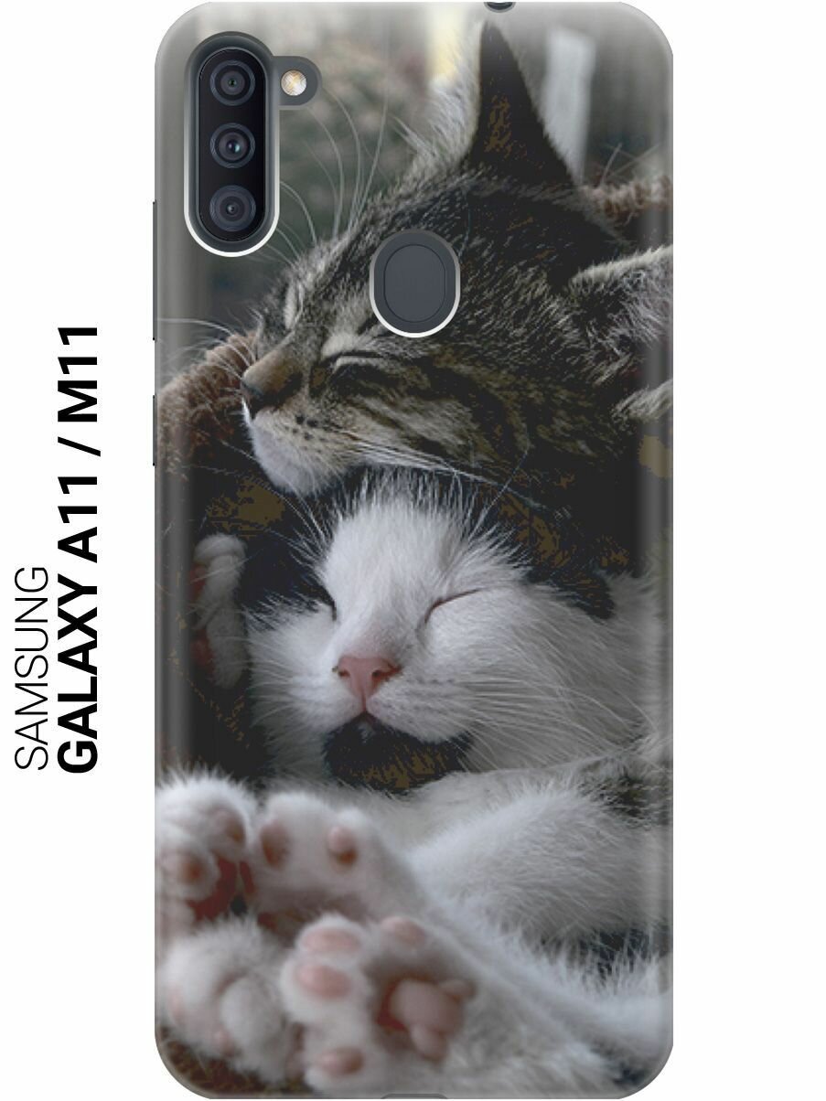 Силиконовый чехол на Samsung Galaxy A11, M11, Самсунг А11, М11 с принтом "Отдыхающие котики"