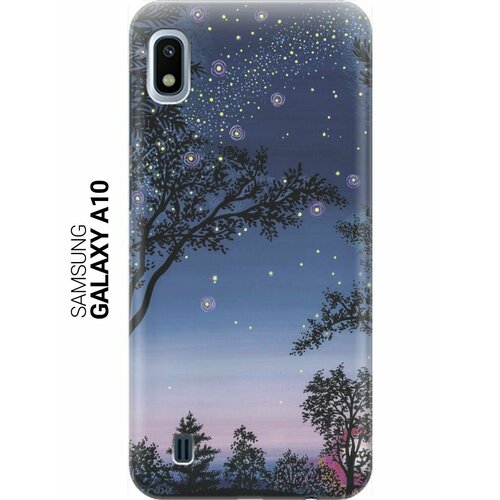 Ультратонкий силиконовый чехол-накладка для Samsung Galaxy A10 с принтом Деревья и звезды ультратонкий силиконовый чехол накладка для samsung galaxy a7 2018 с принтом деревья и звезды