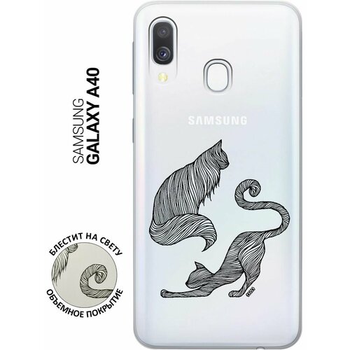 Ультратонкий силиконовый чехол-накладка Transparent для Samsung Galaxy A40 с 3D принтом Lazy Cats ультратонкий силиконовый чехол накладка для samsung galaxy m31 с 3d принтом lazy cats