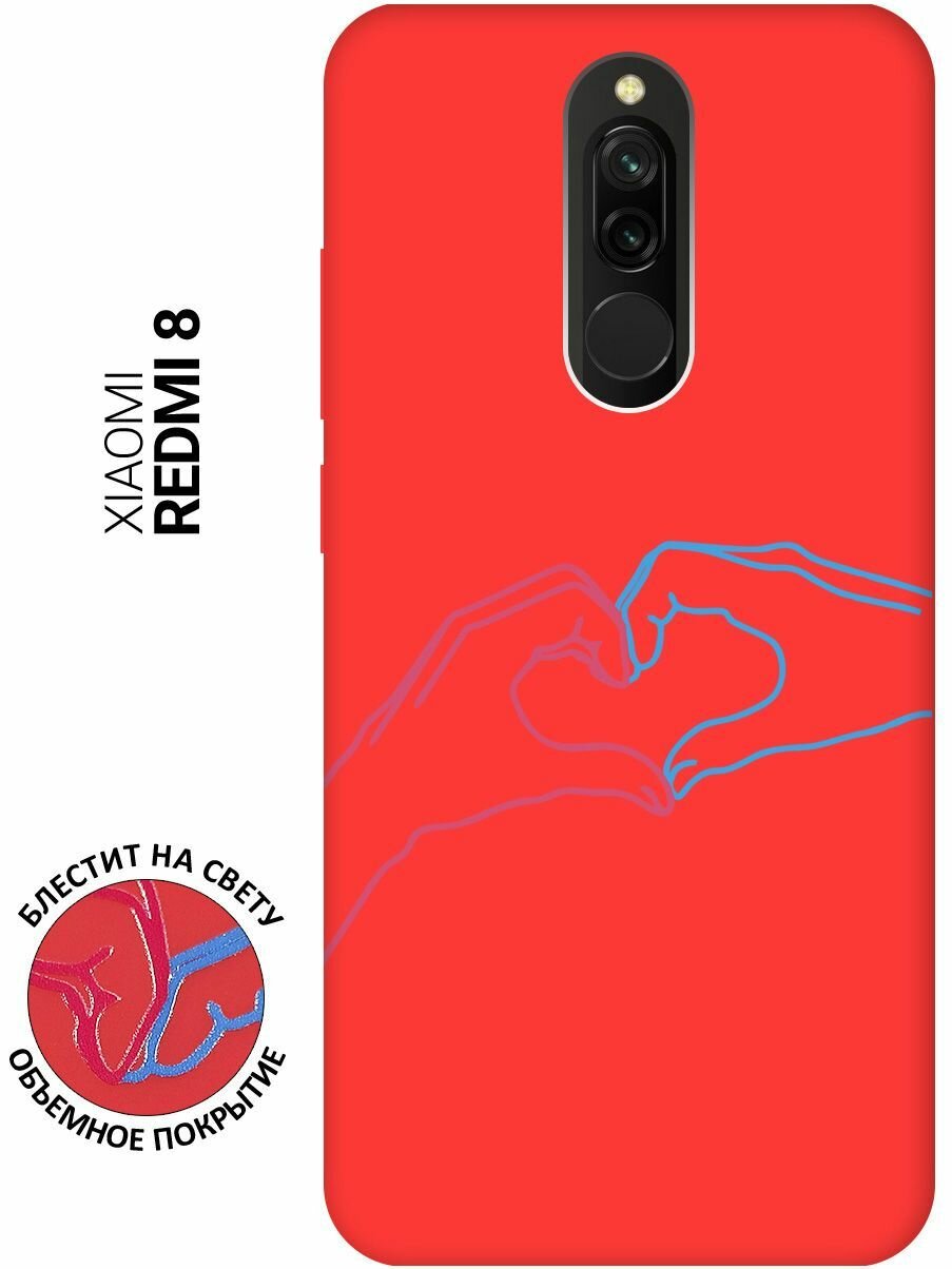 Силиконовый чехол на Xiaomi Redmi 8, Сяоми Редми 8 Silky Touch Premium с принтом "Fall in Love" красный