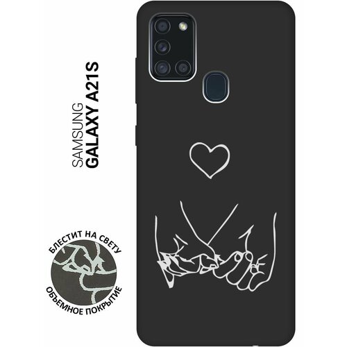 Матовый Soft Touch силиконовый чехол на Samsung Galaxy A21s, Самсунг А21с с 3D принтом Lovers Hands W черный матовый soft touch силиконовый чехол на samsung galaxy a03 самсунг а03 с 3d принтом lovers hands w черный