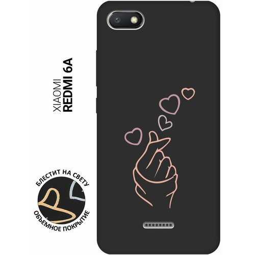 Матовый Soft Touch силиконовый чехол на Xiaomi Redmi 6A, Сяоми Редми 6А с 3D принтом K-Heart черный матовый soft touch силиконовый чехол на xiaomi redmi 6 сяоми редми 6 с 3d принтом k heart черный