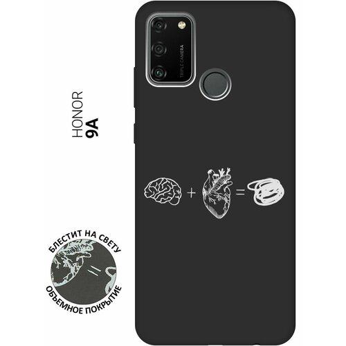 Матовый Soft Touch силиконовый чехол на Honor 9A, Хонор 9А с 3D принтом Brain Plus Heart W черный матовый soft touch силиконовый чехол на honor 8c хонор 8с с 3d принтом brain plus heart w черный