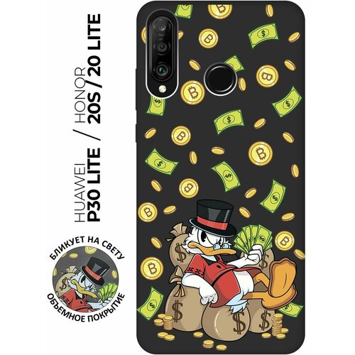 Матовый чехол Rich Scrooge для Honor 20 Lite / 20s / Huawei P30 Lite / Хуавей П30 Лайт / Хонор 20 Лайт / 20s с 3D эффектом черный матовый чехол rich scrooge для honor 10x lite хонор 10х лайт с 3d эффектом черный