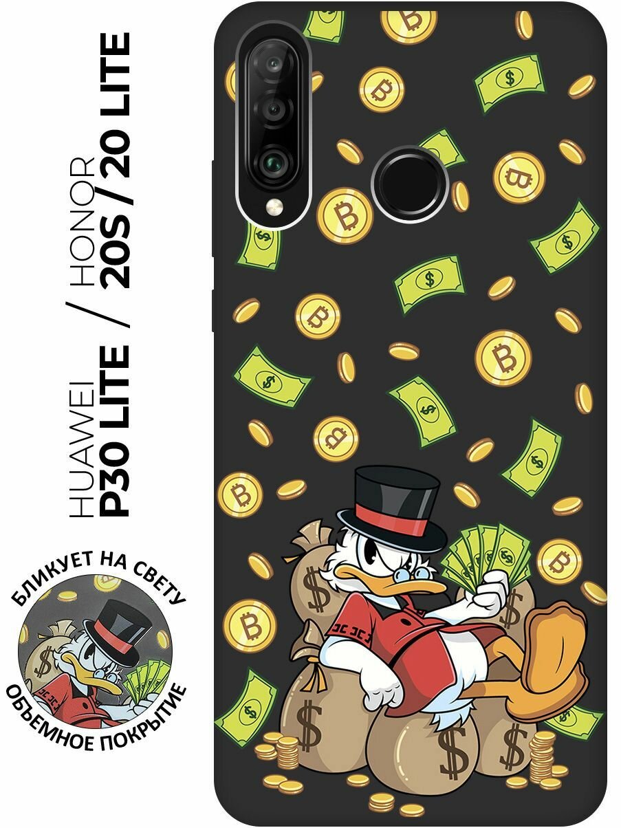 Матовый чехол Rich Scrooge для Honor 20 Lite / 20s / Huawei P30 Lite / Хуавей П30 Лайт / Хонор 20 Лайт / 20s с 3D эффектом черный