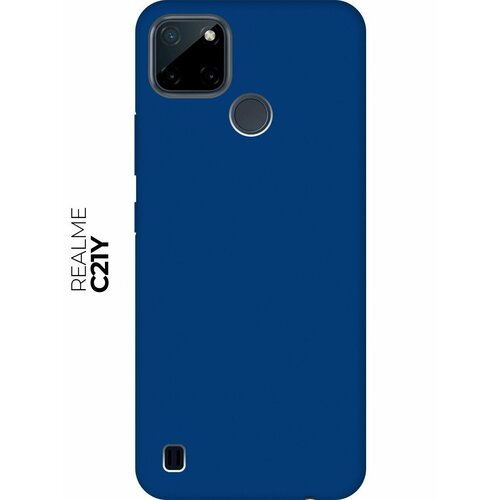 Матовый чехол на Realme C21Y / Рилми С21у Soft Touch синий матовый чехол three scratches для realme c21y рилми с21у с 3d эффектом розовый