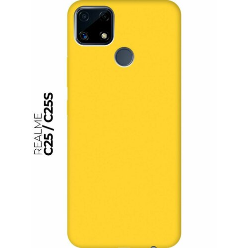 Матовый чехол на Realme C25 / C25S / Рилми С25 / С25с Soft Touch желтый чехол книжка на realme c25 c25s рилми с25 с25с c принтом капли на сиреневом черный