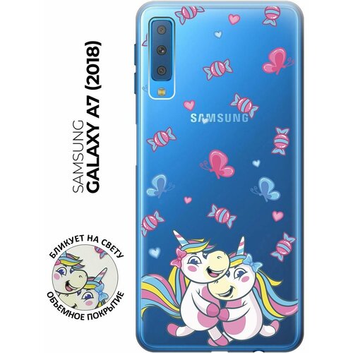 Силиконовый чехол с принтом Unicorns and Candies для Samsung Galaxy A7 (2018) / Самсунг А7 2018 силиконовый чехол с принтом unicorns and candies для samsung galaxy a6 2018 самсунг а6 плюс 2018