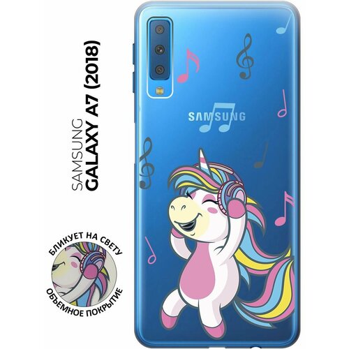 Силиконовый чехол с принтом Musical Unicorn для Samsung Galaxy A7 (2018) / Самсунг А7 2018 силиконовый чехол с принтом camomiles для samsung galaxy a7 2018 самсунг а7 2018