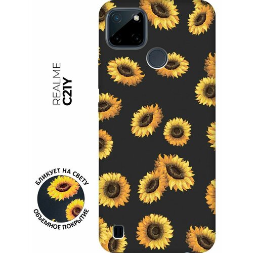 Матовый чехол Sunflowers для Realme C21Y / Рилми С21у с 3D эффектом черный матовый чехол camomiles для realme c21y рилми с21у с 3d эффектом бирюзовый