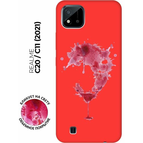 Матовый чехол Cocktail Splash для realme C20 / C11 (2021) / Рилми С20 / С11 (2021) с 3D эффектом красный силиконовый чехол с принтом cocktail splash для realme c20 c11 2021 рилми с20 с11 2021