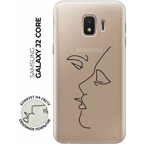 силиконовый чехол на samsung galaxy j2 core самсунг джей 2 кор silky touch premium с принтом i желтый Силиконовый чехол с принтом Faces для Samsung Galaxy J2 Core / Самсунг Джей 2 Кор