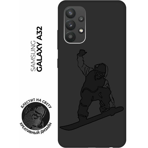 Матовый чехол Snowboarding для Samsung Galaxy A32 / Самсунг А32 с эффектом блика черный матовый чехол snowboarding для samsung galaxy note 3 самсунг ноут 3 с эффектом блика черный