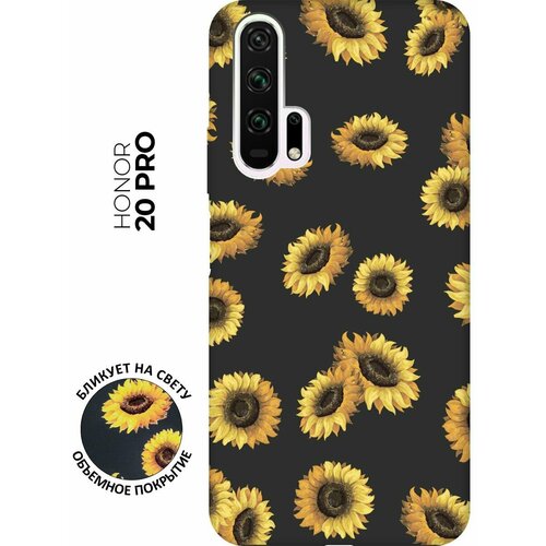 Матовый чехол Sunflowers для Honor 20 Pro / Хонор 20 Про с 3D эффектом черный матовый чехол cute stickers для honor 20 pro хонор 20 про с 3d эффектом черный