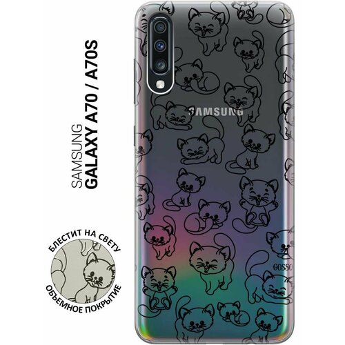 Ультратонкий силиконовый чехол-накладка для Samsung Galaxy A70, A70s с 3D принтом Cute Kitties ультратонкий силиконовый чехол накладка для samsung galaxy s10e с 3d принтом cute kitties