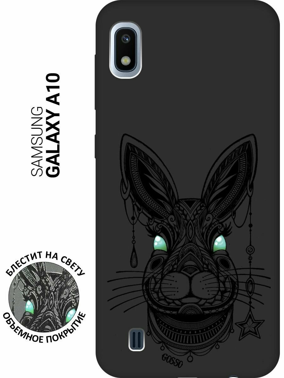 Ультратонкая защитная накладка Soft Touch для Samsung Galaxy A10 с принтом "Grand Rabbit" черная
