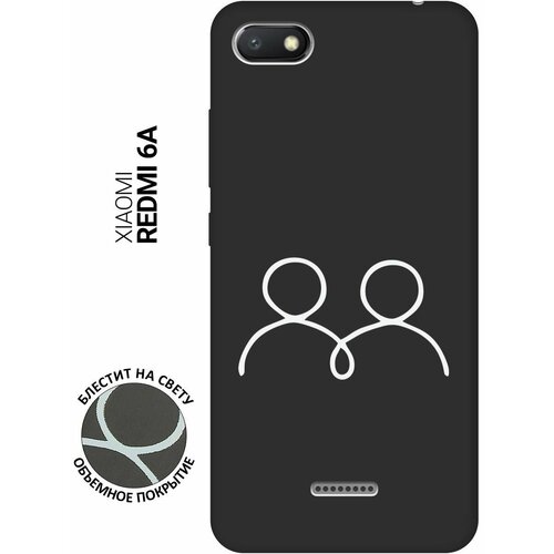 Матовый Soft Touch силиконовый чехол на Xiaomi Redmi 6A, Сяоми Редми 6А с 3D принтом Couple Lines W черный матовый soft touch силиконовый чехол на xiaomi redmi 10 сяоми редми 10 с 3d принтом couple lines w черный