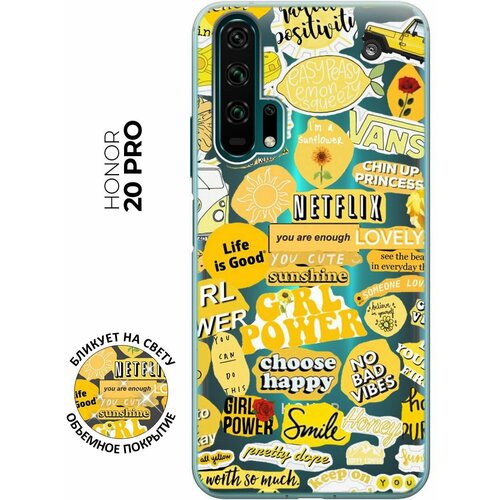 Силиконовый чехол Hippie Stickers на Honor 20 Pro / Хонор 20 Про силиконовый чехол с принтом hippie stickers для honor 80 pro хонор 80 про