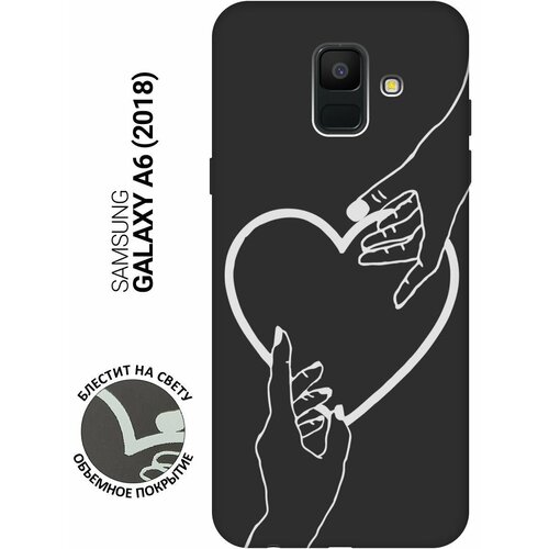 Матовый Soft Touch силиконовый чехол на Samsung Galaxy A6 (2018), Самсунг А6 2018 с 3D принтом Hands W черный матовый soft touch силиконовый чехол на samsung galaxy a6 2018 самсунг а6 2018 с 3d принтом hands w черный