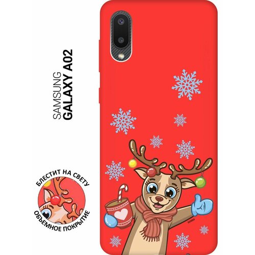 Силиконовая чехол-накладка Silky Touch для Samsung Galaxy A02 с принтом Christmas Deer красная силиконовая чехол накладка silky touch для xiaomi redmi 7a с принтом christmas deer красная