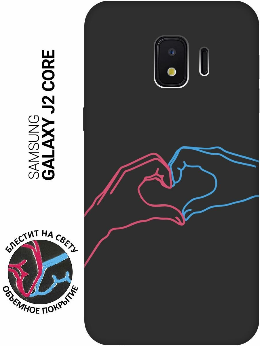 Матовый Soft Touch силиконовый чехол на Samsung Galaxy J2 Core / Самсунг Джей 2 Кор с 3D принтом "Fall in Love" черный