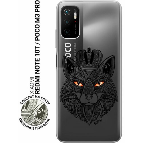 Силиконовый чехол на Xiaomi Redmi Note 10T, Poco M3 Pro, Сяоми Поко М3 Про, Сяоми Редми Ноут 10Т с 3D принтом Fox Queen прозрачный чехол книжка на xiaomi redmi note 10t poco m3 pro сяоми поко м3 про сяоми редми ноут 10т с 3d принтом fox queen черный